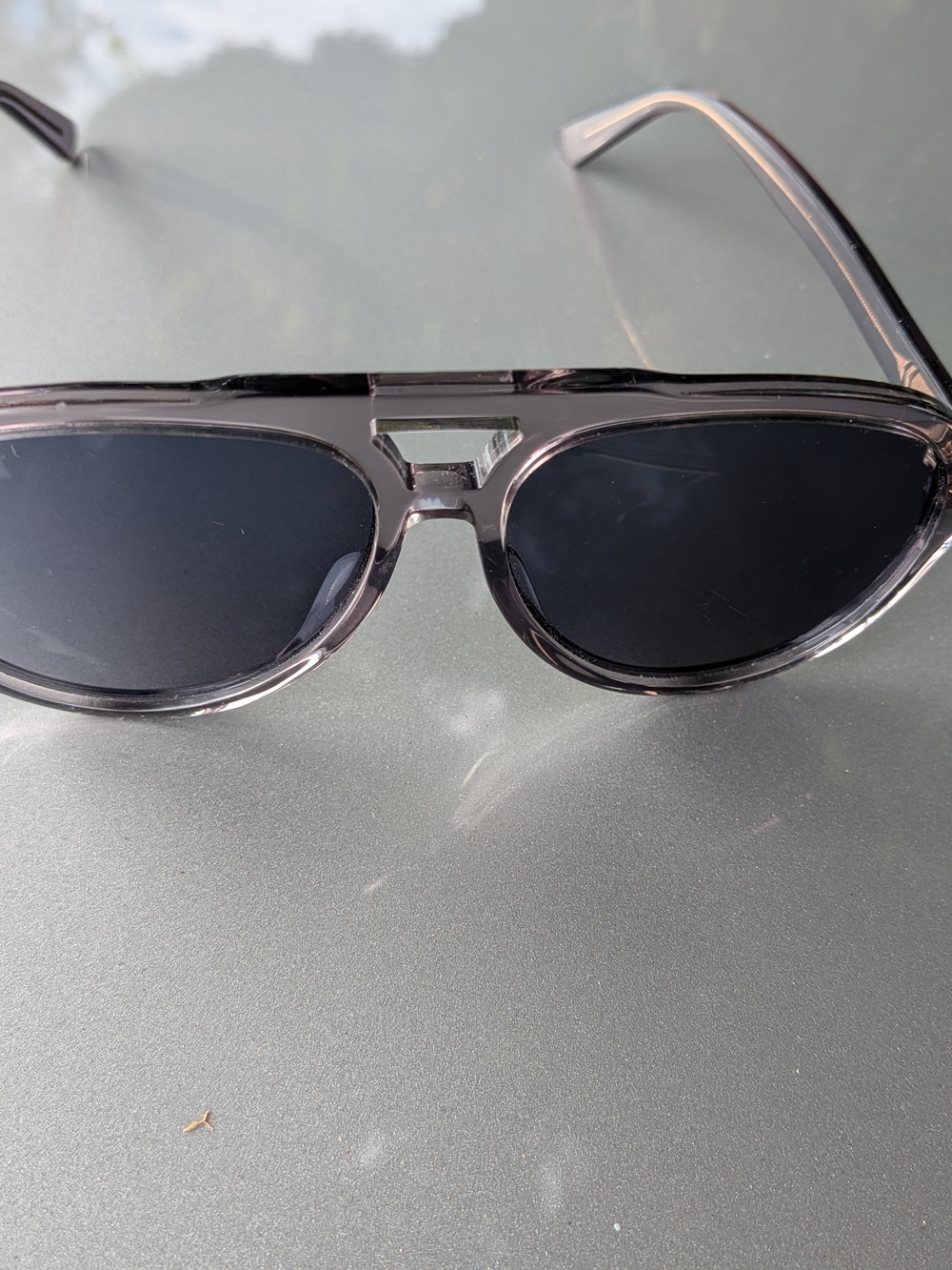 Gucci Men's Transparent Smoke Frame Sunglasses with Dark Lenses
